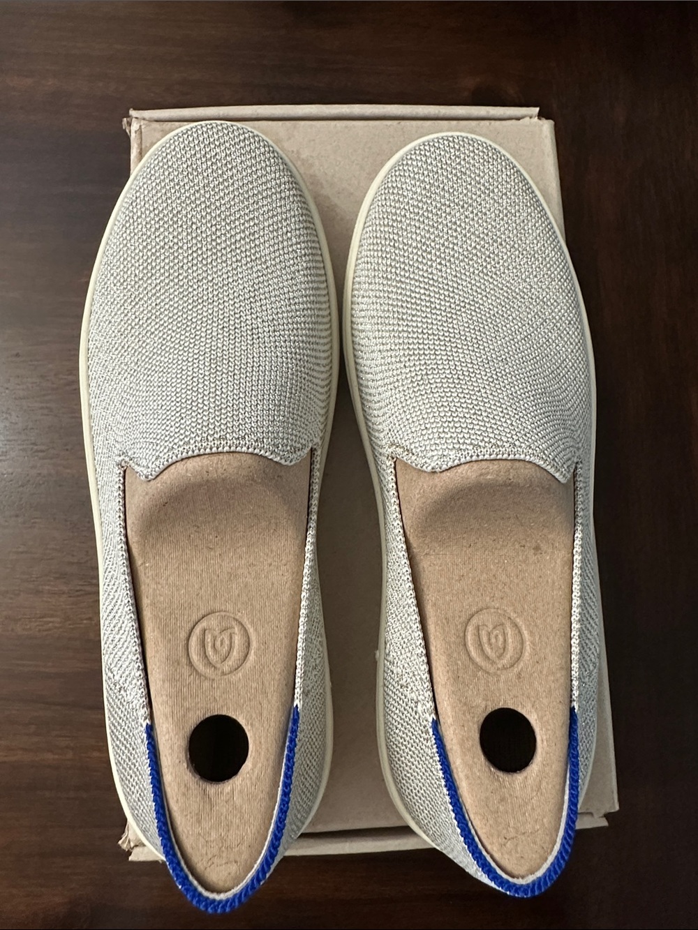Rothy's Diamond Twill Shoes in Taupe with Gray Accent